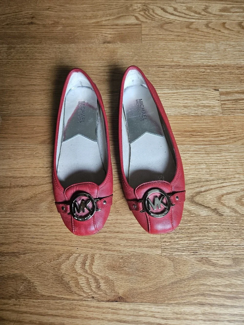 MK Red Flat Shoes Slip Ons 8
